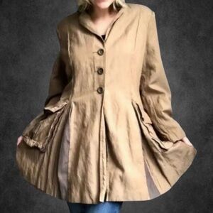 Cabi Tan Steampunk Treasure Hunter Cargo Pockets Swing Coat Jacket Size Medium